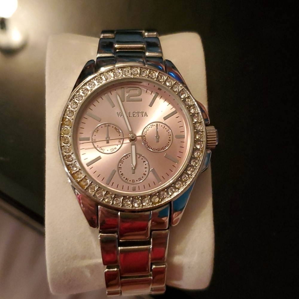 Silver & Pink Valetta Watch